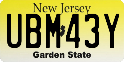 NJ license plate UBM43Y