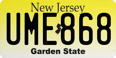 NJ license plate UME868