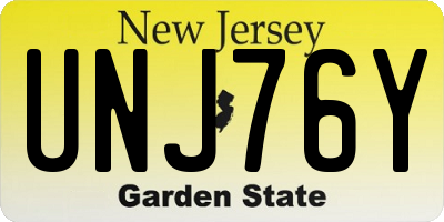 NJ license plate UNJ76Y