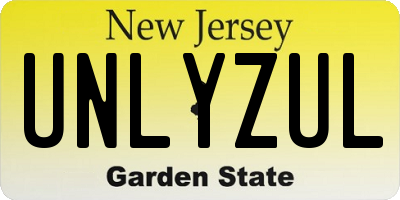 NJ license plate UNLYZUL