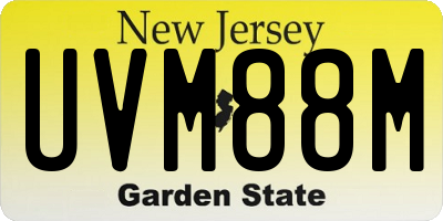 NJ license plate UVM88M