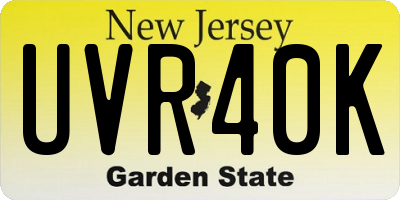 NJ license plate UVR40K