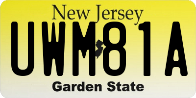NJ license plate UWM81A