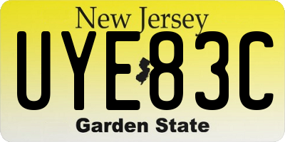 NJ license plate UYE83C