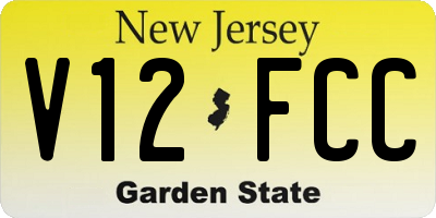 NJ license plate V12FCC