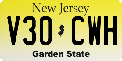 NJ license plate V30CWH