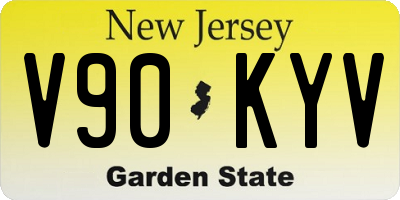 NJ license plate V90KYV