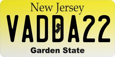 NJ license plate VADDA22