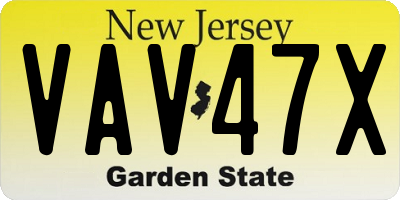 NJ license plate VAV47X