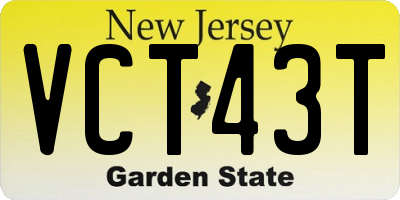 NJ license plate VCT43T