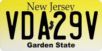 NJ license plate VDA29V