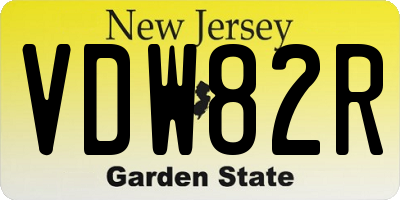 NJ license plate VDW82R