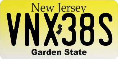 NJ license plate VNX38S