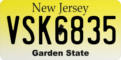 NJ license plate VSK6835