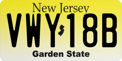 NJ license plate VWY18B