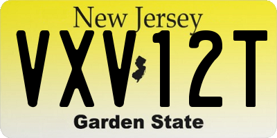 NJ license plate VXV12T