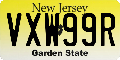 NJ license plate VXW99R