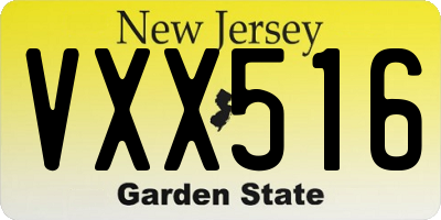 NJ license plate VXX516