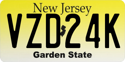 NJ license plate VZD24K