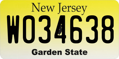 NJ license plate W034638