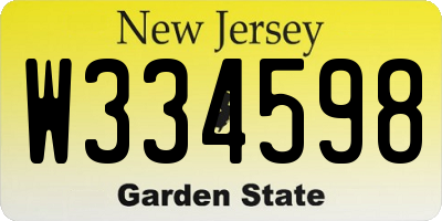 NJ license plate W334598