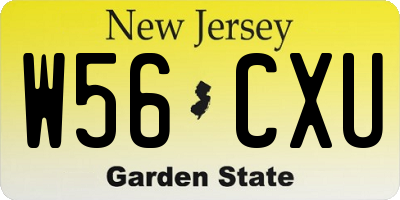 NJ license plate W56CXU