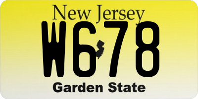 NJ license plate W678