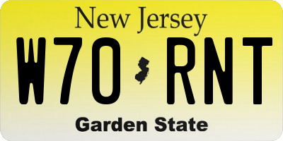 NJ license plate W70RNT