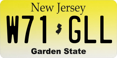 NJ license plate W71GLL