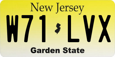 NJ license plate W71LVX