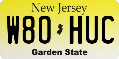 NJ license plate W80HUC