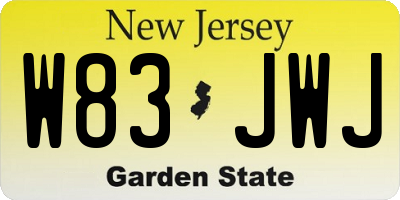 NJ license plate W83JWJ