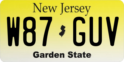 NJ license plate W87GUV