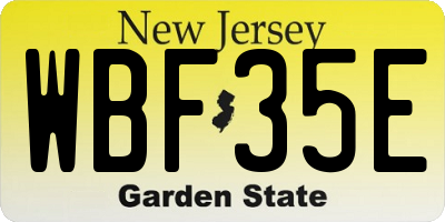 NJ license plate WBF35E