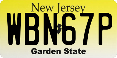 NJ license plate WBN67P