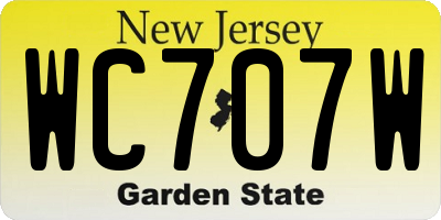 NJ license plate WC707W
