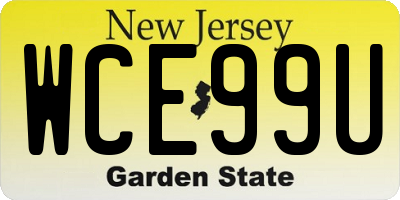 NJ license plate WCE99U