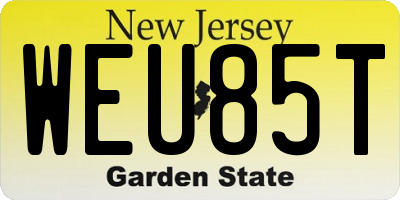 NJ license plate WEU85T