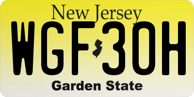 NJ license plate WGF30H