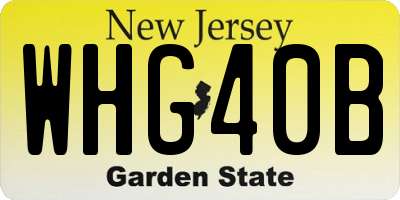 NJ license plate WHG40B