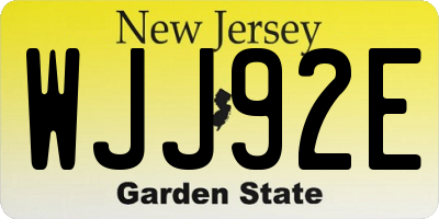 NJ license plate WJJ92E