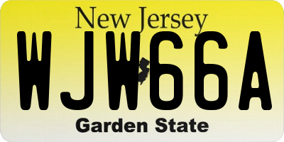 NJ license plate WJW66A