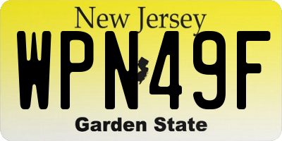 NJ license plate WPN49F