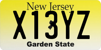NJ license plate X13YZ