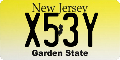 NJ license plate X53Y