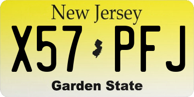 NJ license plate X57PFJ