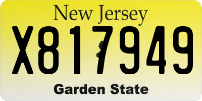 NJ license plate X817949