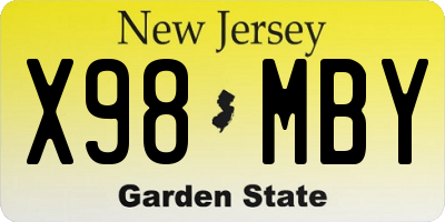 NJ license plate X98MBY