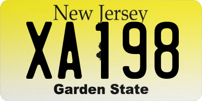 NJ license plate XA198