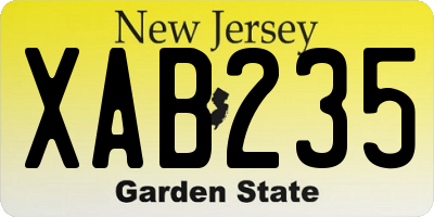 NJ license plate XAB235